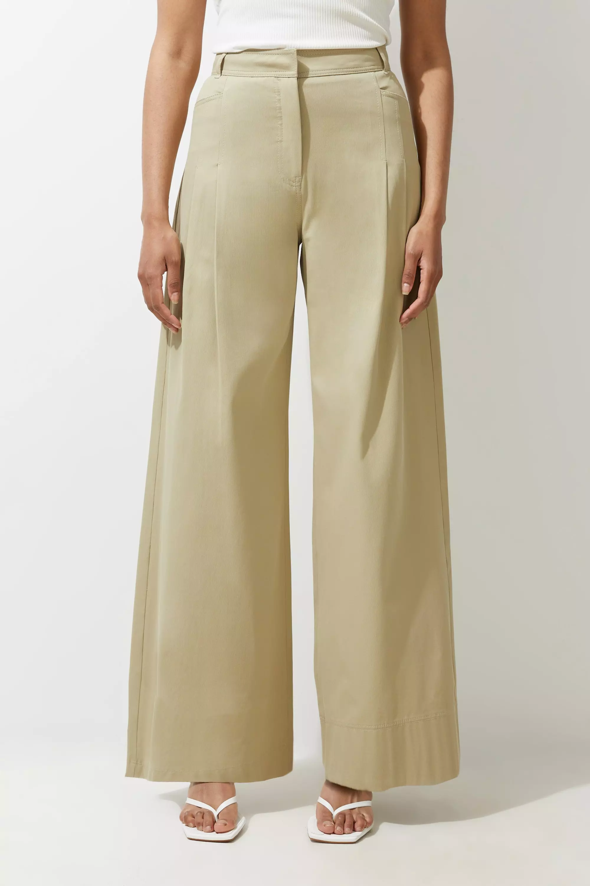 Tailored Techno Wide Leg Pants | Karen Millen